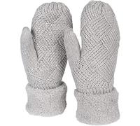 styleBREAKER Manoplas de punto de invierno para damas, guantes con patrón de diamantes, termo polar, guantes de punto 09010031, color:Gris-claro