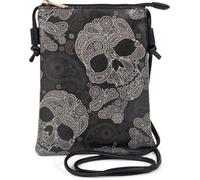 styleBREAKER Mini Bolsa de hombro para damas con estampado de calavera Paisley, Bolsa de hombro, Bolso, Bolsa 02012365, color:Negro-Blanco