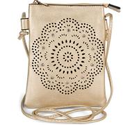 styleBREAKER Mini Bolso de hombro de las señoras con las flores patrón de corte y diamantes de imitación, bolsa de hombro, bolso 02012367, color:Dorado