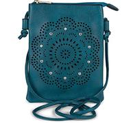 styleBREAKER Mini Bolso de hombro de las señoras con las flores patrón de corte y diamantes de imitación, bolsa de hombro, bolso 02012367, color:Petróleo
