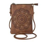 styleBREAKER Mini Bolso de hombro de las señoras con las flores patrón de corte y diamantes de imitación, bolsa de hombro, bolso 02012367, color:Chocolate
