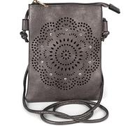 styleBREAKER Mini Bolso de hombro de las señoras con las flores patrón de corte y diamantes de imitación, bolsa de hombro, bolso 02012367, color:Gris antiguo