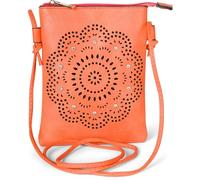styleBREAKER Mini Bolso de hombro de las señoras con las flores patrón de corte y diamantes de imitación, bolsa de hombro, bolso 02012367, color:Naranja