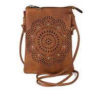 styleBREAKER Mini Bolso de hombro de las señoras con las flores patrón de corte y diamantes de imitación, bolsa de hombro, bolso 02012367, color:Coñac