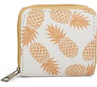 styleBREAKER Mini Monedero para Mujer,Blanco-Anaranjado | 10x10x2,5 cm, cremallera perimetral, superficie lisa antimanchas, 4 ranuras, 2 compartimentos billetes, compacto.