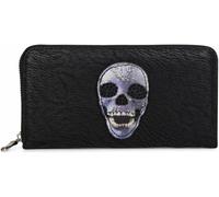 styleBREAKER monedero con aplicación de calavera y estrás, cremallera circular