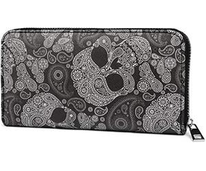styleBREAKER Monedero de Mujer con Estampado de Cachemira con Calavera, Cremallera, Cartera 02040118, Color:Negro