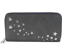 styleBREAKER Monedero Mujer con Estrellas troqueladas | Cartera, cremallera perimetral, 19x10x2,5 cm, 8 ranuras, 3 compartimentos billetes, monedero, 2 bolsillos.