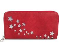 styleBREAKER Monedero para Mujer con Recortes de Estrella Metálicos, Cierre de Cremallera, Color:Rojo