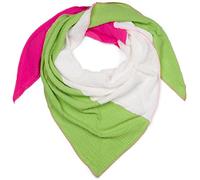 styleBREAKER Pañuelo triangular de muselina para mujer, en tonos pastel, ligero y transpirable de algodón, ideal para primavera y verano, fabricado en Italia, Rosa-Blanco-Verde