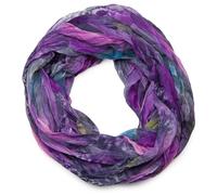styleBREAKER patrón de la pluma del estilo del batik bufanda tubo de bucle, el desplome y la arruga, sedoso y ligero 01016064, color:violeta