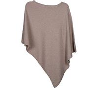 styleBREAKER Poncho asimétrico de punto fino para mujer | Largo 74cm, lateral 50cm. Sin mangas, talla única, elástico, tacto suave, material cálido, monocolor.