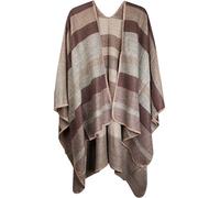 styleBREAKER Poncho con Motivo a Rayas, Capa, Poncho Reversible, señora 08010009, Color:Marrón-Beige-Gris