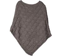 styleBREAKER Poncho de Punto con Trenzas, Poncho de Punto de Cuello Redondo, Punto Grueso, para Mujeres 08010040, Color:Gris Pardo