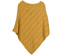 styleBREAKER Poncho de Punto con Trenzas, Poncho de Punto de Cuello Redondo, Punto Grueso, para Mujeres 08010040, Color:Curry
