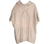 styleBREAKER Poncho de Punto de Mujer con Motivo Trenzado, Mangas y Cuello Chal 08010054, Color:Beige
