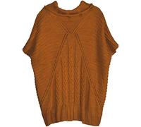 styleBREAKER Poncho de Punto de Mujer con Motivo Trenzado, Mangas y Cuello Chal 08010054, Color:Curry