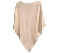 styleBREAKER Poncho de Punto Fino de Mujer con Estructura a Cuadros de Tablero de ajedrez, Cuello Redondo 08010053, Color:Beige
