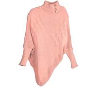 styleBREAKER Poncho de Punto Fino de Mujer con Motivo Trenzado y Mangas, Cuello Chal 08010055, Color:Rosa Palo