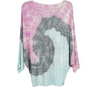 styleBREAKER Poncho de Punto Fino para Mujer con Estampado Batik, Manga 3/4 y Cuello en V, Talla única, 08010079, Color:Turquesa-Gris-Lila