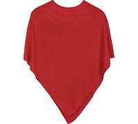 styleBREAKER Poncho de punto fino para mujer en color liso, corte ligeramente asimétrico, sin mangas, cuello redondo 08010042, color:, coral, Talla única