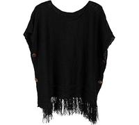 styleBREAKER Poncho de Punto Mujer,Manga Corta, Botones, Negro