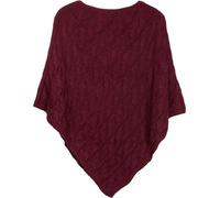 styleBREAKER Poncho Mujer Punto Grueso Trenzado Cuello Redondo,Burdeos-Rojo