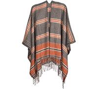 styleBREAKER Poncho para mujer,Naranja-negro-blanco