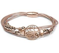 styleBREAKER Pulsera con Finas Cintas, Colgante del árbol de la Vida y Perlas de bisutería, Cierre magnético, Brazalete, bisutería, señora 05040135, Color:Oro Rosado