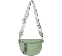 styleBREAKER Señoras Media Luna Bolsas de hombro con bandolera unicolor, correa ajustable con estampado de rombos en zig-zag 02012401, color:Verde-lima