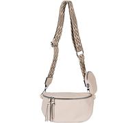 styleBREAKER Set de bolsos cruzados para mujer en forma de media luna, 2 piezas, con correa de hombro de patrón de rombos en zigzag 02012396, color:Beige
