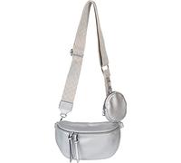 styleBREAKER Set de bolsos cruzados para mujer en forma de media luna, 2 piezas, con correa de hombro de patrón de rombos en zigzag 02012396, color:Plata
