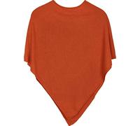 styleBREAKER Suave Poncho de Punto Fino Monocolor, Cuello Redondo, señora 08010042, Color:Naranja