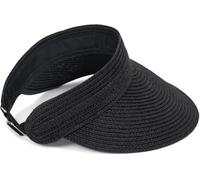 styleBREAKER Visera de Papel con Banda elástica y Cierre de Gancho, Sombrero de Sol Transpirable para Mujer, Visor monocromático, protección Solar Ligera y cómoda, Negro