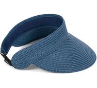 styleBREAKER Visera de Papel con Banda elástica y Cierre de Gancho, Sombrero de Sol Transpirable para Mujer, Visor monocromático, protección Solar Ligera y cómoda, Azul