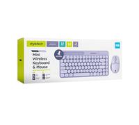 styletech MK520 - Paquete de teclado y mouse inalámbrico pastel, morado lavanda, compatible con PC