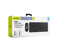 Styletech Silent - Paquete de mouse y teclado inalámbricos Bluetooth multimodo para PC y Mac, color negro