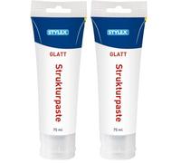 Stylex 28600 Pasta texturizada lisa, sin arena, tubo, seca de color blanco mate y opaco, se puede teñir o pintar para efectos de relieve, Acrílico, 75 ml (Paquete de 2), 75