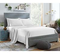 Stylinen Sábanas de cama tamaño king 4 piezas 100% orgánico eucalipto lyocell Tela suave y transpirable Se adapta a colchones de hasta 406 cm 1 sábana bajera 2 fundas de almohada (king blanco)