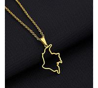 Stylish-Art Collar con Colgante De Mapa Colombiano,Atractivo Collar con Colgante De Mapa De Colombia para Unisex,Artículo Patriótico Aniversario Étnico Joyas con Dijes,Oro,Cadena De 60 Cm