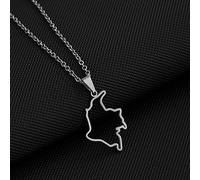 Stylish-Art Collar con Colgante De Mapa Colombiano,Atractivo Collar con Colgante De Mapa De Colombia para Unisex,Artículo Patriótico,Joyería Étnica De Aniversario,Plata,Cadena De 45 Cm