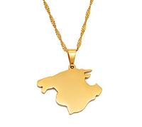 Stylish-Art Collar con Colgante De Mapa De España,Atractivo Collar con Colgante De Mapa De Mallorca para Unisex,Artículo Patriótico,Joyería con Dije De Aniversario Étnico,Oro,Cadena De 45 Cm