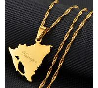Stylish-Art Collar con Colgante De Mapa De Nicaragua,Atractivo Collar con Colgante De Mapa De Nicaragua para Unisex,Artículo Patriótico Aniversario Étnico Joyas con Dijes,Oro,Cadena De 45 Cm