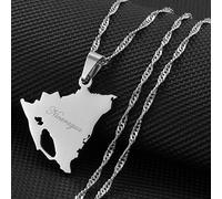 Stylish-Art Collar con Colgante De Mapa De Nicaragua,Atractivo Collar con Colgante De Mapa De Nicaragua para Unisex,Artículo Patriótico Aniversario Étnico Joyas con Dijes,Plata,Cadena De 60 Cm
