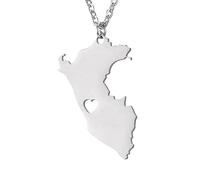Stylish-Art Collar con Colgante De Mapa De Perú,Atractivo Collar con Colgante De Mapa De Perú para Unisex,Artículo Patriótico,Joyería Étnica De Aniversario,Plata,Cadena De 45 Cm