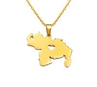 Stylish-Art Collar con Colgante De Mapa De Venezuela,Atractivo Collar con Colgante De Mapa De Venezuela para Unisex,Artículo Patriótico,Joyería con Dije De Aniversario Étnico,Oro,Cadena De 45 Cm
