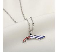Stylish-Art Collar De Cadena De Mapa De Cuba,Atractivo Colgante De Mapa De Cuba,Amuleto De Joyería Geométrica para Mujeres Y Hombres,Joyas De Adornos Patrióticos,Plata,Cadena De 60 Cm