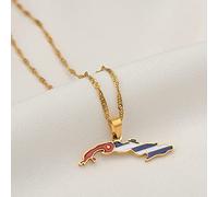 Stylish-Art Collar De Cadena De Mapa De Cuba,Atractivo Colgante De Mapa De Cuba,Amuleto De Joyería Geométrica para Mujeres Y Hombres,Joyas De Adornos Patrióticos,Oro,Cadena De 45 Cm