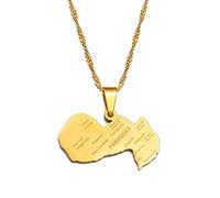 Stylish-Art Collar De Cadena De Mapa De Paraguay,Atractivo Colgante De Mapa De Paraguay Amuleto De Joyería Geométrica para Mujeres Y Hombres,Joyería De Adornos Patrióticos,Oro,Cadena De 45 Cm