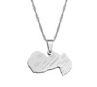 Stylish-Art Collar De Cadena De Mapa De Paraguay,Atractivo Colgante De Mapa De Paraguay Amuleto De Joyería Geométrica para Mujeres Y Hombres,Joyería De Adornos Patrióticos,Plata,Cadena De 45 Cm